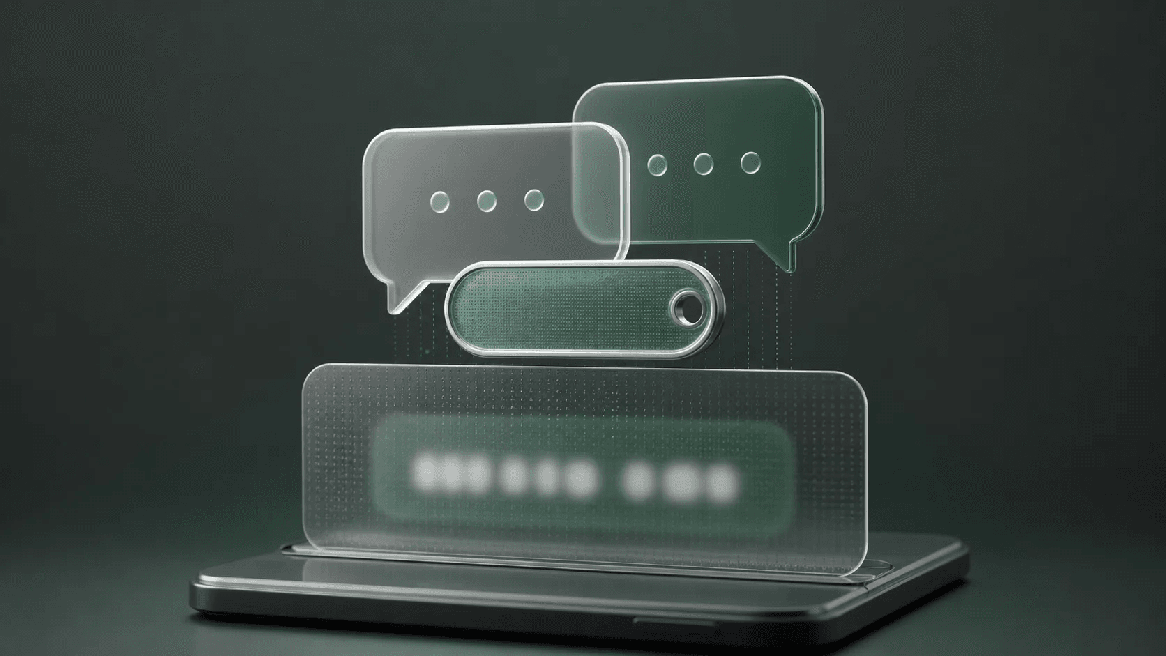 Abstract private messenger username tag separated from a blurred phone number on a smartphone.